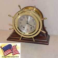 RESTORED SETH THOMAS MAYFLOWER 3 - 1939 SHIPS BELL STRIKE CLOCK WITH STAND picture