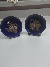 2 Vintage Imperial Kutani Japanese Asian Gold Cobalt Blue Plates   picture