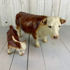 COOPERCRAFT COUNTRYSIDE Mama COW & Baby CALF BUTCHER SHOP FIGURE Vintage England picture