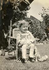 BC364 Vtg Photo SMALL CHILD IN WICKER CHAIR c Early 1900's picture