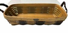 Vintage Peterboro Bread Basket Large 16” X 8” X 4” with Liner & Leather Handles picture