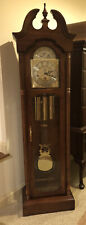 1987 Ridgeway Cherry Grandfather Clock With 3 Chimes (Local Pickup Only) picture