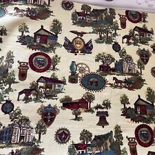 Vintage  Fabric Upholstery Home Furnishings Early American Colonial 4 1/2 Yds picture