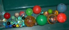 8 VINTAGE RUBBER BALLS  ( 1 SUPERMAN) + MARBLES ( 1 MAY BE CLAY) picture