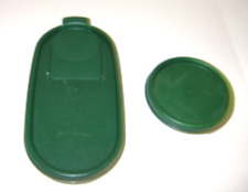 (2) Vintage Tupperware Modular Mates Lids # 1607/1617-Hunter Green picture