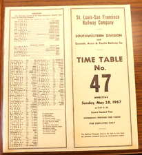 1967 ST. LOUIS SAN FRANCISCO RAILWAY TIMETABLE 47 SOUTHWESTERN DIVISION EMPLOYEE picture