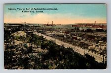 Kansas City KS-Kansas, Aerial Part Of Packing House District, Vintage Postcard picture