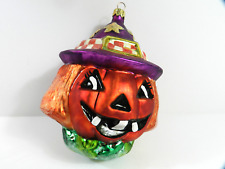 Christopher Radko Glass Ornament Witch Pumpkin Halloween NEW picture