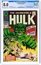 The Incredible Hulk #102 CGC 8.0 OW/W Pages First Solo-Titled Series Marvel 1968 picture