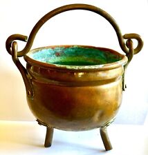 Vintage Small Handled 3 Legged Copper Pot Cauldron Kettle Vase Handmade picture