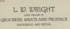 1922 NELSONVILLE OHIO L.W. WRIGHT GROCERIES MEATS AND PRODUCE ORDER LETTER 31-35 picture