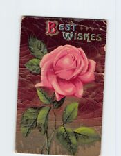 Postcard Best Wishes with Rose Art Print picture