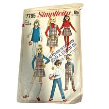 VINTAGE CUT Sewing Pattern Simplicity 7785 Girls Jumper Top Skirt Pants Size 8 picture