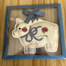 New LENOX Poppies On Blue PIG Cookie Press Barnyard Collection With Ribbon picture
