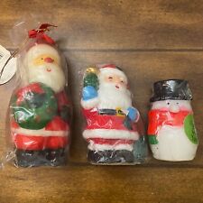 Vintage Christmas Santa Claus Candle Unburned Packaged Snowman Lot of 3 S4 picture