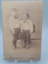 Antique Cabinet Card 2 Little Boys Bow Ties Boots White Ruffled Collar Shirt  picture