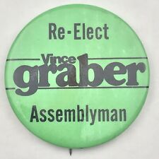 Re-elect Vince Graber Assemblyman Vintage Pin Button Political Election picture