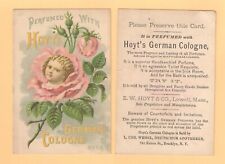 1880s HOYT'S GERMAN COLOGNE { DOLLS HEAD IN PINK ROSE } VICTORIAN TRADE CARD picture