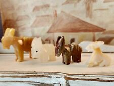 Set Of Four Carved Stone Donkey/Mule Figures In Earth Tones Mid Century Modern picture
