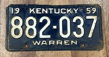 1959 Kentucky License Plate KY 882-037 Warren County picture