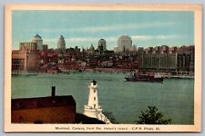 Montreal Quebec Canada Ste Helens Island Birds Eye View Skyscrapers VNG Postcard picture