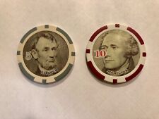 $5 President Abraham Lincoln and $10 Alexander Hamilton Poker Chip picture