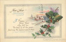 1934 New Year Blessings Antique Postcard 1c stamp Vintage Post Card picture