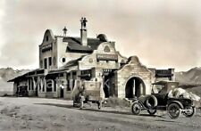Vintage 1919 Black & White Reprint Photo Rhyolite Nevada Depot Men & Old Cars picture