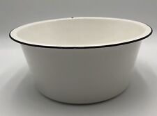 Vintage White Enamelware Basin Bowl with Black Trim Rim Wash Pan 13” Diameter picture