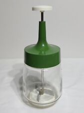 Vintage Federal Housewares Clear Glass Food Nut Chopper Avocado Green Lid Jar picture
