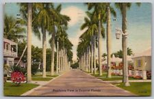 Residence View Tropical Florida Linen Postcard PM Tampa FL Cancel WOB Note VTG picture