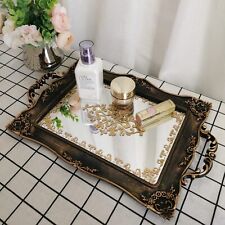 YANIZU Decorative Mirror Tray, Floral Vanity Organizer for Makeup, Jewelry, Perf picture