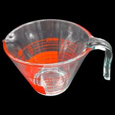 Vintage Capital Red Letters PYREX 2 Cup Glass Measuring Cup Open Handle picture