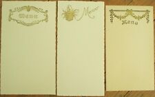 Menu Blank 1920 French Group of Three Different, Gold Embossed Vignettes picture