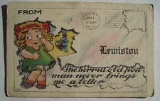 Lewiston MN Sad Girl Wants Letter Old Postcard; 1914 Stockton Minnesota Postmark picture