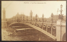 Vintage c1910 Postcard Paris Le Pont Alexandre III UNPOSTED w/boats picture
