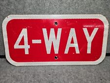 Retired 4-WAY Sign 12” X 6” Original Road Street Traffic Steampunk Mancave Room picture