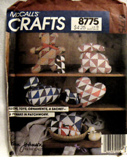 VNTG MCCALL'S PATTERN 8775 PATCHWORK PILLOWS TOYS BUNNY BEAR DUCK HEART 1980'S picture