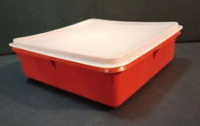 Vintage Tupperware Paprika Red Storage 9x9x3 Square Container 514-4 w/ Lid picture