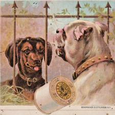 1880s J&P Coats Six Cord Thread Sewing Machine Dachshund Bulldog Dog Trade Card picture