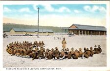 Recruits Receiving a Lecture, CAMP CUSTER, Michigan Military Postcard picture