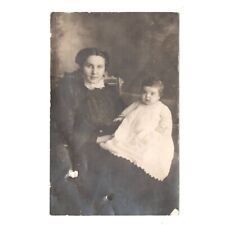 RPPC Victorian Woman Seated Holding Baby in White Gown Postcard Unposted picture