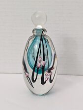 Vintage 1992 Roger Gandelman Pink Flower Perfume Art Glass Bottle picture
