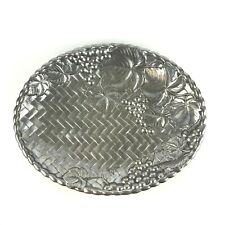 Lenox Pewter Oval Serving Platter 15x12 Silver Grapes Leaves Basketweave picture