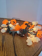 Vintage Blow Mold Ghost Pumpkins String Lights 20 Total Halloween 2 Sets picture