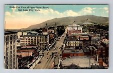Salt Lake City UT-Utah, Bird's Eye View of Upper Main Street Vintage Postcard picture