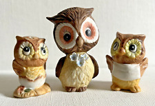 Vintage George Good Josef Originals Owl Family Mom Baby Egg 3pc + Tag Miniature picture