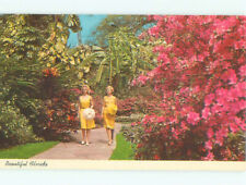 Pre-1980 PRETTY GIRLS IN FLORIDA GARDEN Postmarked Daytona Beach FL 7/8 AF6516 picture