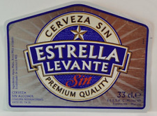 Vtg Beer Label Estrella Levante Cerveza Sin Alcohol Premium Spain ~Ib242 picture