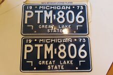 1973  MICHIGAN  License plates  Matching Pairs Nos  picture